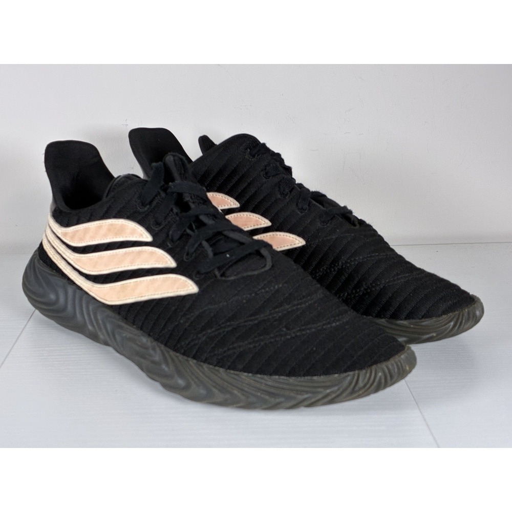 adidas Black Athletic Sneakers with Pale Pink Stripes